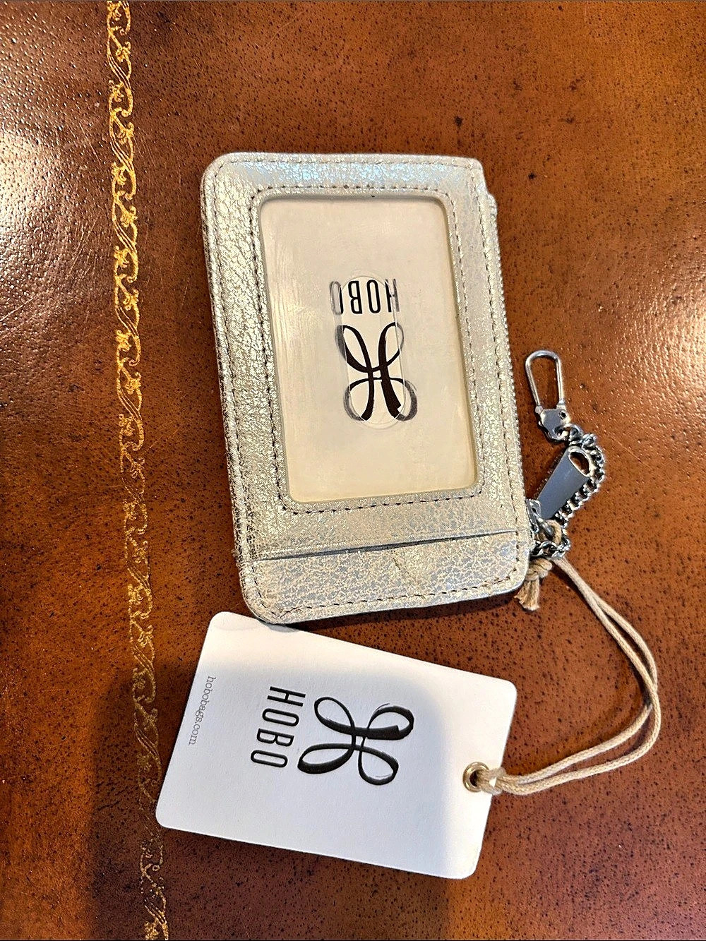HOBO Metallic Zip Card Holder NWT